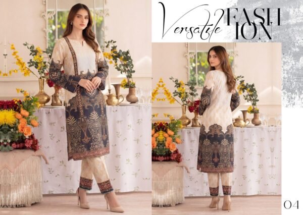 Premium Printed Unstitched 2PC Lawn Suit – Design 4