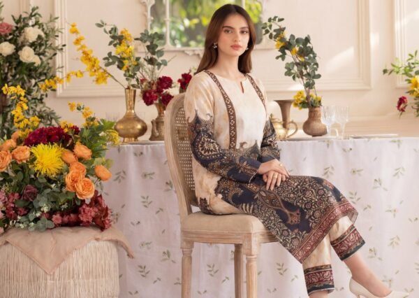 Premium Printed Unstitched 2PC Lawn Suit – Design 4