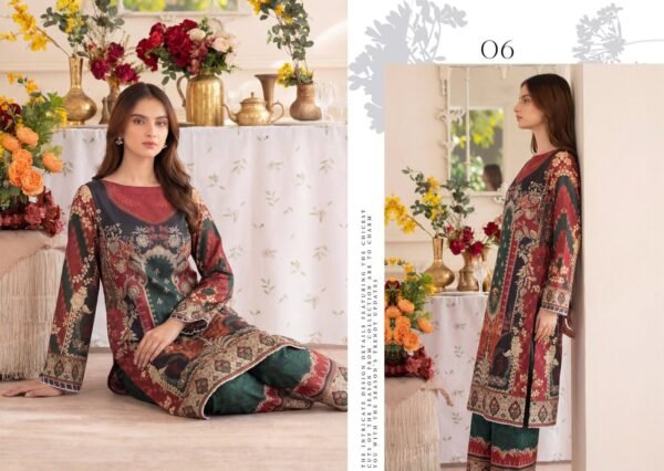 Premium Printed Unstitched 2PC Lawn Suit – Design 6