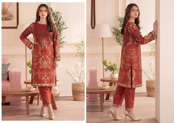 Premium Printed Unstitched 2PC Lawn Suit – Design 7