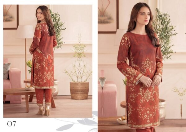 Premium Printed Unstitched 2PC Lawn Suit – Design 7