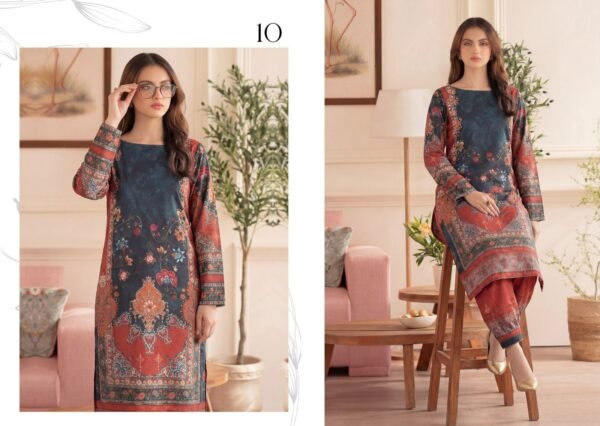 Premium Printed Unstitched 2PC Lawn Suit – Design 10