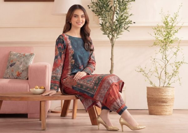 Premium Printed Unstitched 2PC Lawn Suit – Design 10