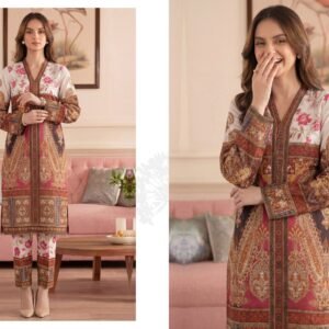 Premium Printed Unstitched 2PC Lawn Suit – Design 1