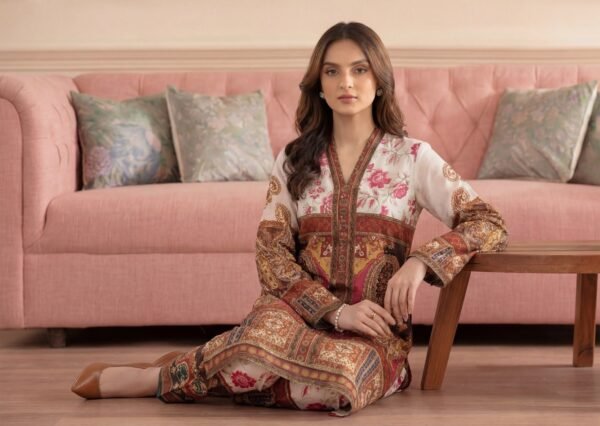 Premium Printed Unstitched 2PC Lawn Suit – Design 1