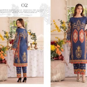 Premium Printed Unstitched 2PC Lawn Suit – Design 2