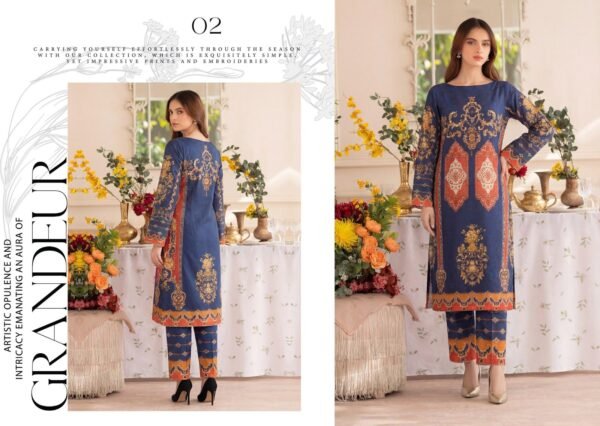 Premium Printed Unstitched 2PC Lawn Suit – Design 2