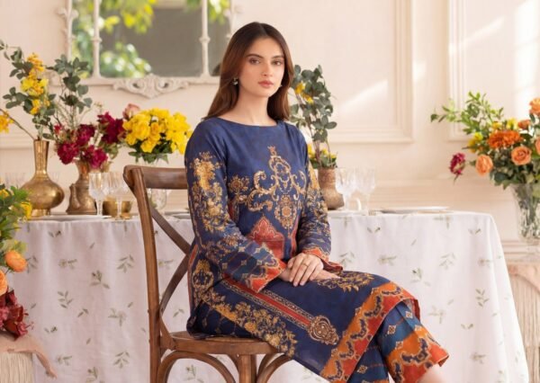 Premium Printed Unstitched 2PC Lawn Suit – Design 2