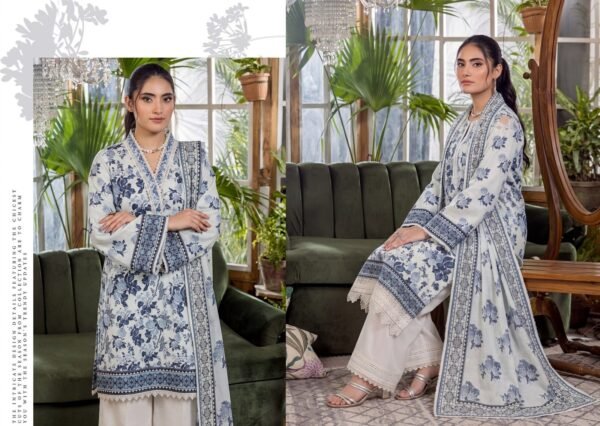 Bin Saad Vol 3 Lawn Dress – Premium 3PC Suit with Voil Dupatta (Design 6)