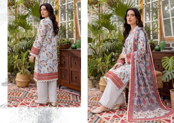 Bin Saad Vol 3 3 Piece Lawn Suit – Printed Shirt & Voil Dupatta (Design 8)