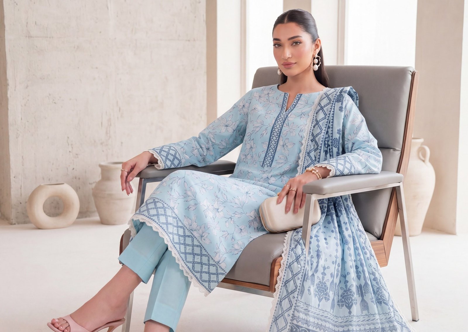 Bin Saad – Premium Unstitched 3PC Lawn Suit Design 1