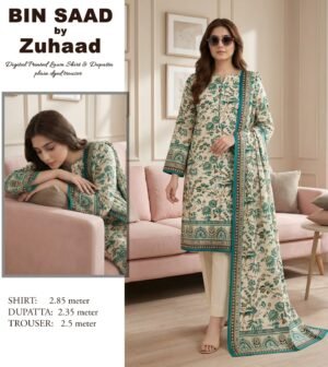 Bin Saad – Premium Unstitched 3PC Lawn Suit Design 10