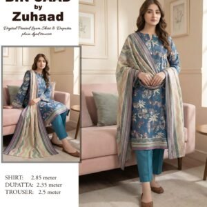 Bin Saad – Premium Unstitched 3PC Lawn Suit Design 8