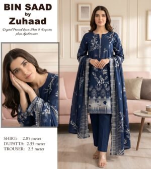 Bin Saad – Premium Unstitched 3PC Lawn Suit Design 4
