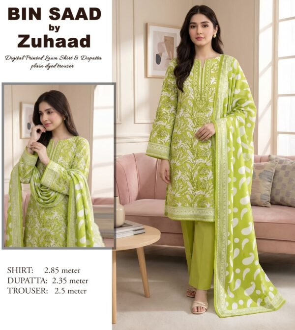 Bin Saad – Premium Unstitched 3PC Lawn Suit Design 2